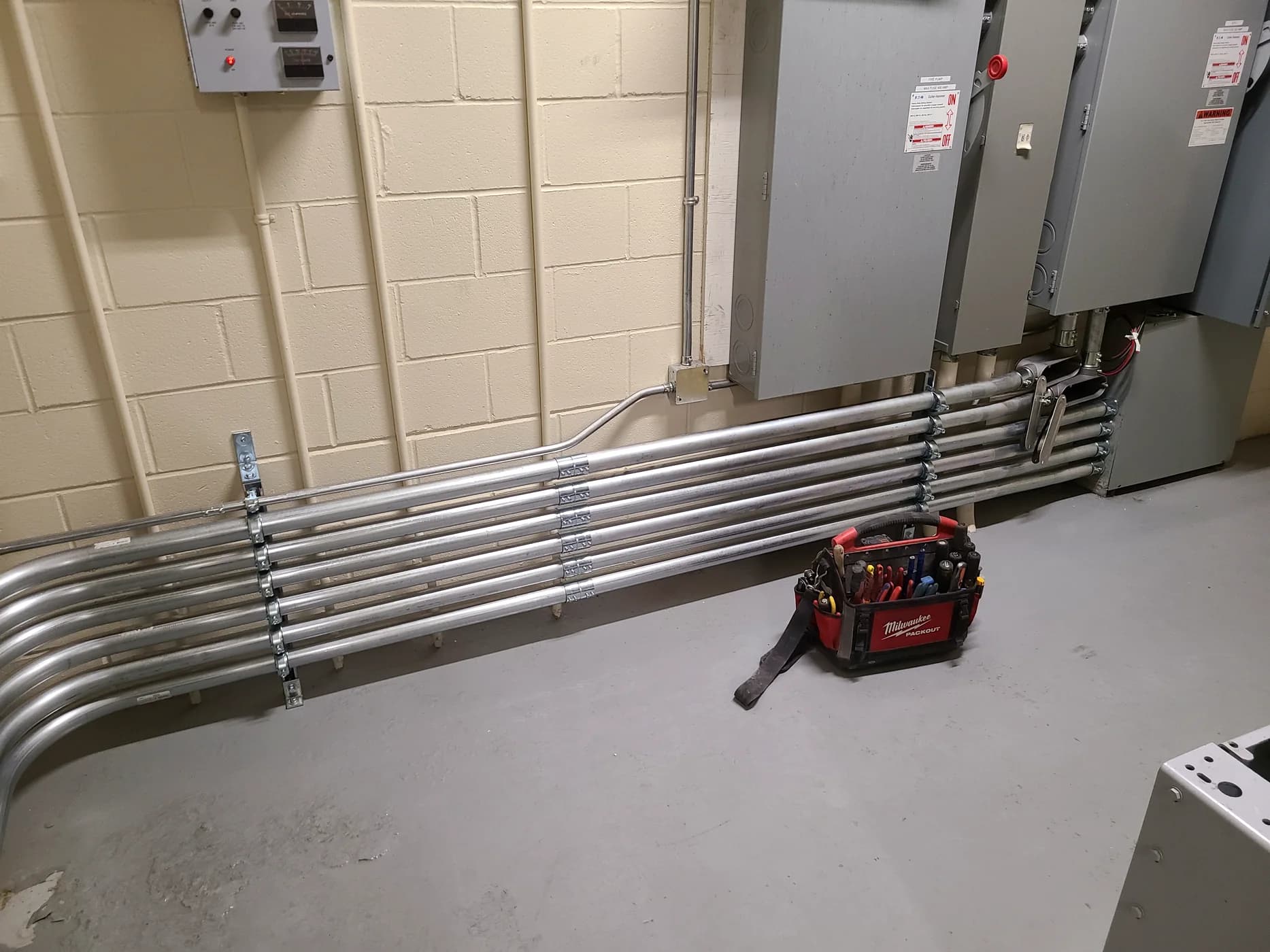 Commercial power distribution and conduit installed by Verity Electrical Solutions