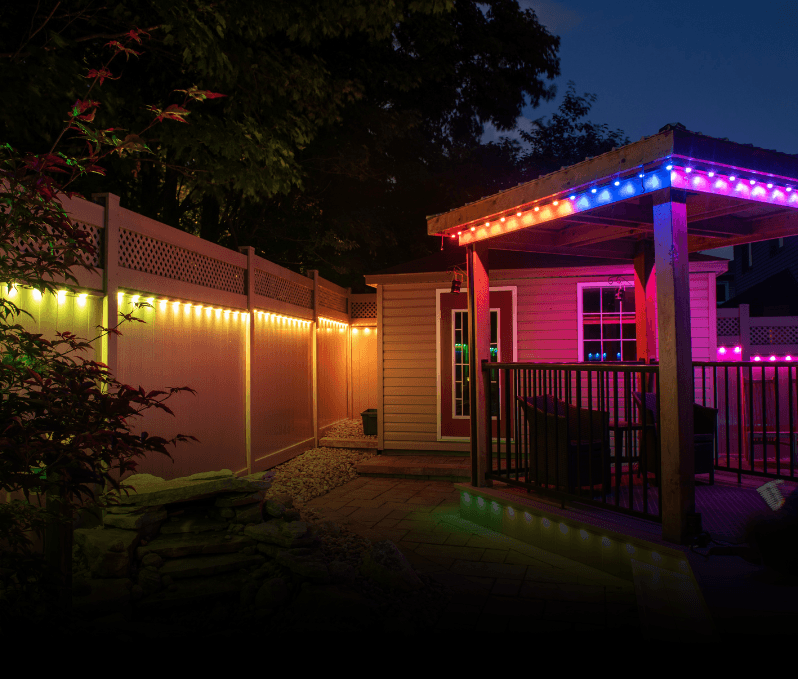 Celebright permanent outdoor lighting in a discreet roofline track