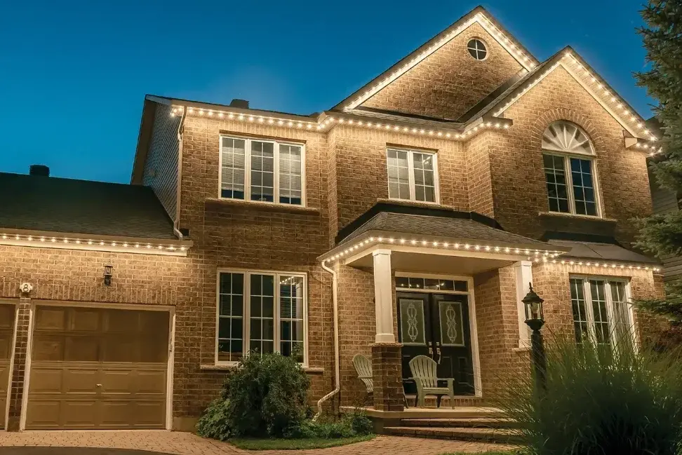Home illuminated with Celebright permanent outdoor lighting